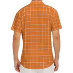Orange Tattersall Pattern Print Men's Deep V-Neck Shirt