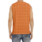 Orange Tattersall Pattern Print Men's Fitness Tank Top