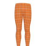 Orange Tattersall Pattern Print Men's leggings