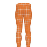 Orange Tattersall Pattern Print Men's leggings