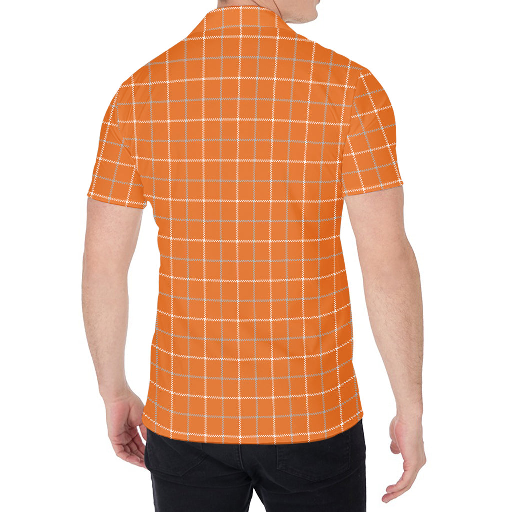 Orange Tattersall Pattern Print Men's Shirt