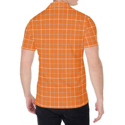 Orange Tattersall Pattern Print Men's Shirt