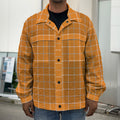 Orange Tattersall Pattern Print Men's Shirt Jacket