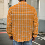 Orange Tattersall Pattern Print Men's Shirt Jacket