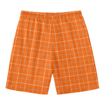 Orange Tattersall Pattern Print Men's Swim Trunks