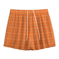 Orange Tattersall Pattern Print Mesh Shorts