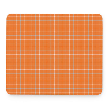 Orange Tattersall Pattern Print Mouse Pad
