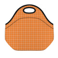Orange Tattersall Pattern Print Neoprene Lunch Bag
