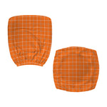 Orange Tattersall Pattern Print Office Chair Cover