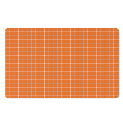 Orange Tattersall Pattern Print Polyester Doormat