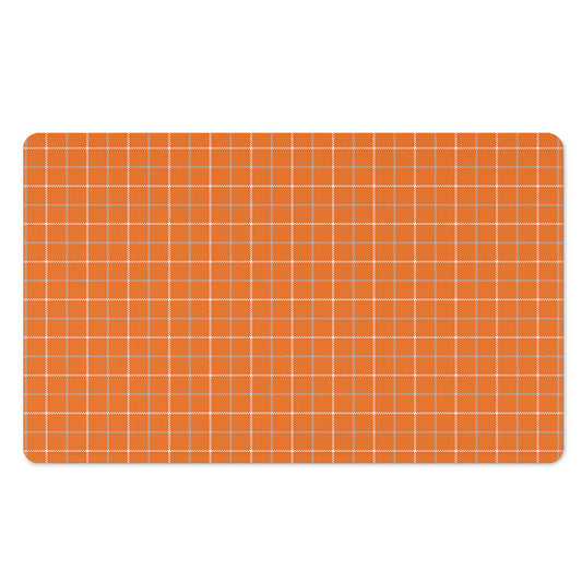 Orange Tattersall Pattern Print Polyester Doormat