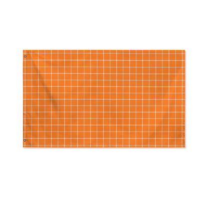 Orange Tattersall Pattern Print Polyester Flag