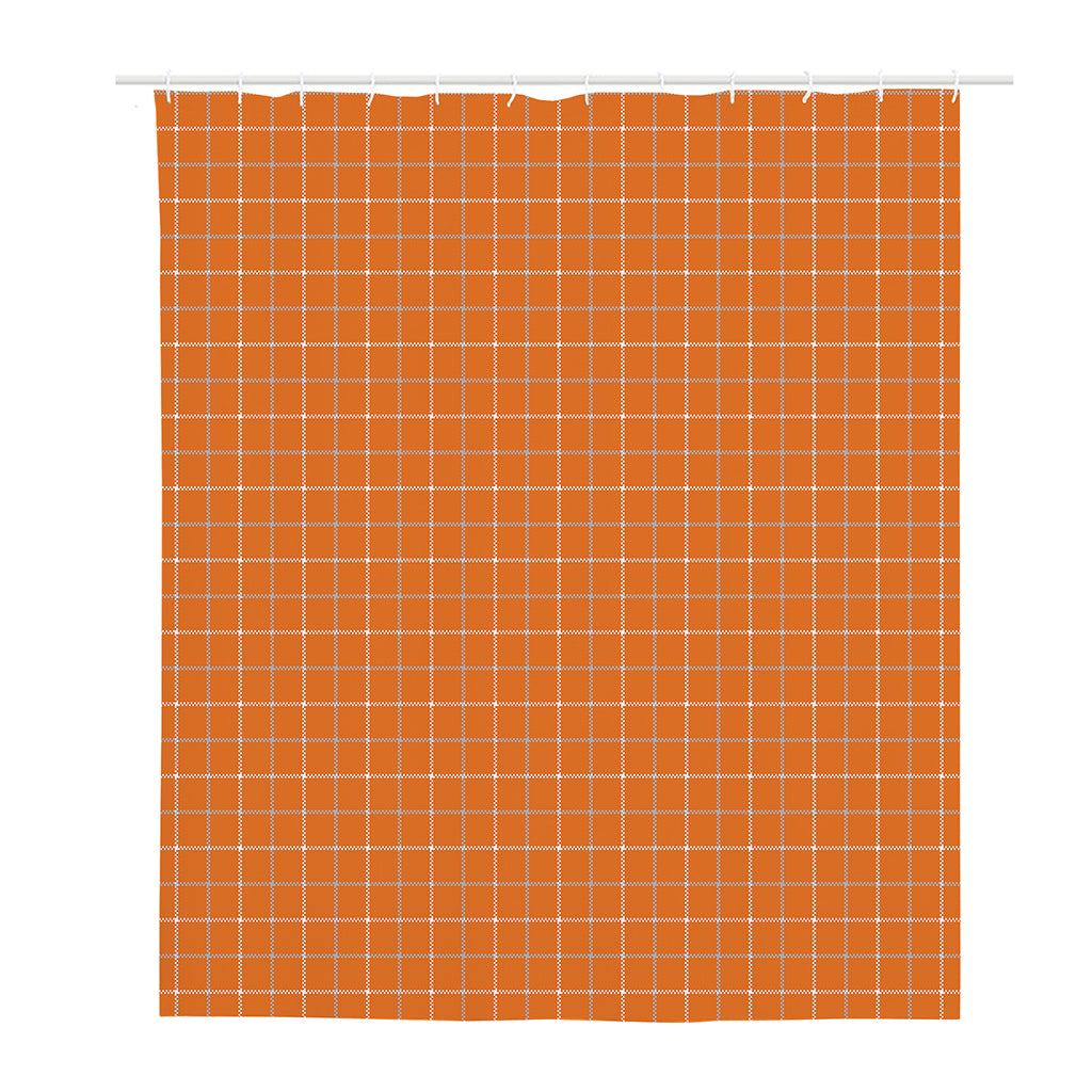 Orange Tattersall Pattern Print Polyester Shower Curtain