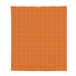 Orange Tattersall Pattern Print Polyester Shower Curtain
