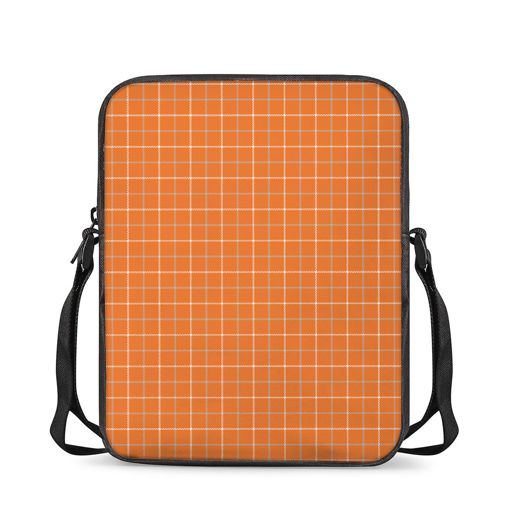 Orange Tattersall Pattern Print Rectangular Crossbody Bag