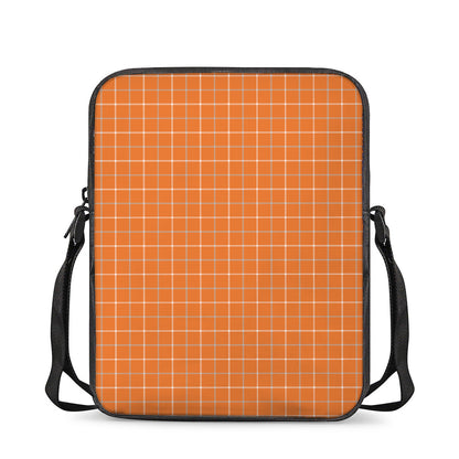 Orange Tattersall Pattern Print Rectangular Crossbody Bag