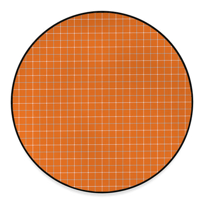 Orange Tattersall Pattern Print Round Floor Mat