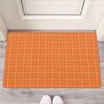 Orange Tattersall Pattern Print Rubber Doormat