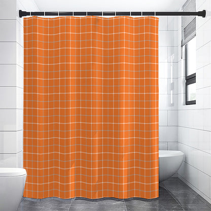 Orange Tattersall Pattern Print Shower Curtain