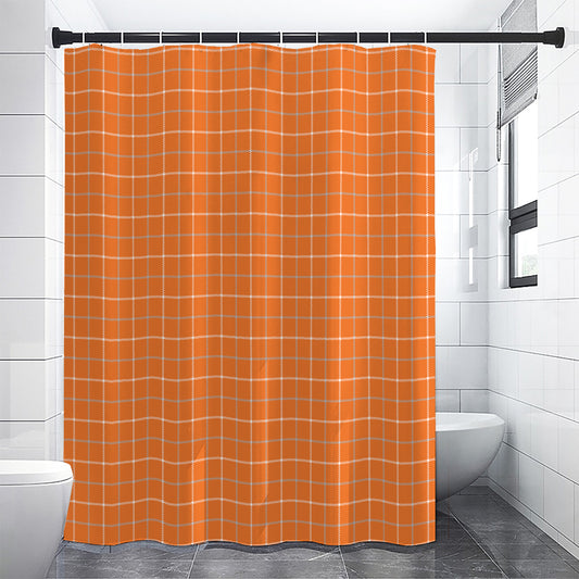 Orange Tattersall Pattern Print Shower Curtain