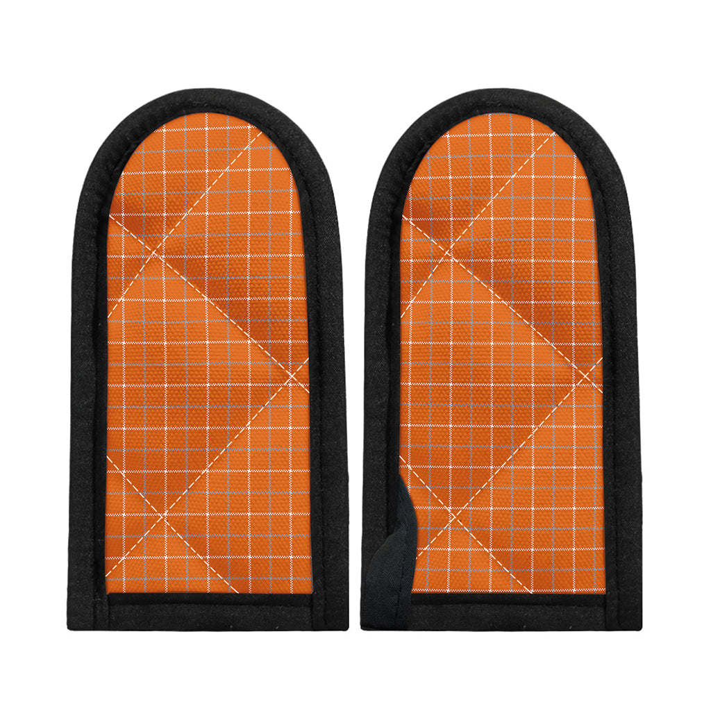 Orange Tattersall Pattern Print Skillet Handle Cover