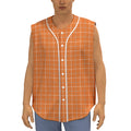 Orange Tattersall Pattern Print Sleeveless Baseball Jersey