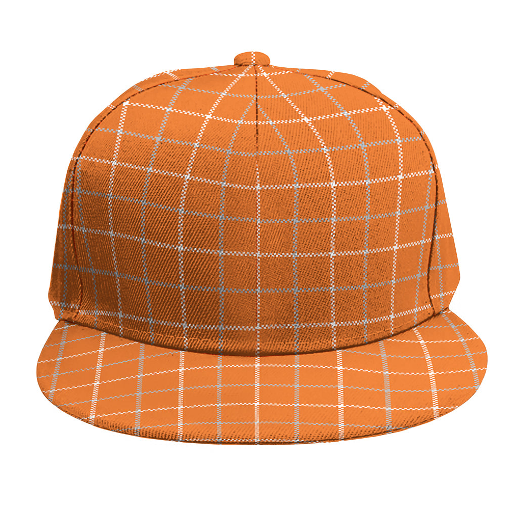 Orange Tattersall Pattern Print Snapback Cap