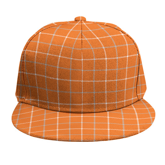Orange Tattersall Pattern Print Snapback Cap