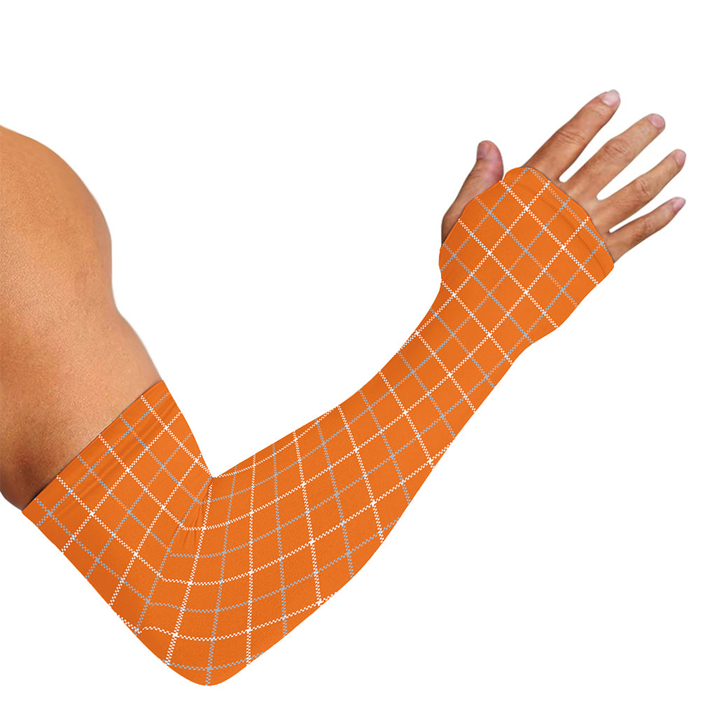 Orange Tattersall Pattern Print Sun Protection Arm Sleeves