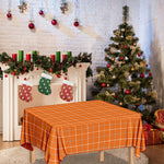 Orange Tattersall Pattern Print Tablecloth