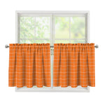 Orange Tattersall Pattern Print Tier Curtains