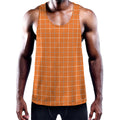 Orange Tattersall Pattern Print Men's Workout Tank Top