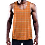 Orange Tattersall Pattern Print Training Tank Top
