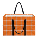Orange Tattersall Pattern Print Utility Tote Bag