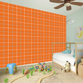 Orange Tattersall Pattern Print Wall Sticker