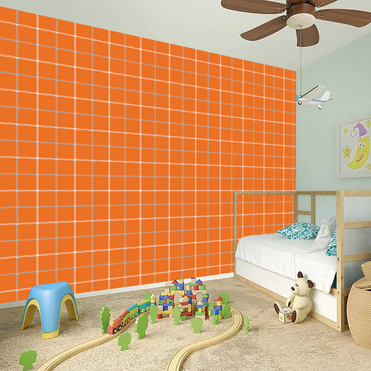 Orange Tattersall Pattern Print Wall Sticker