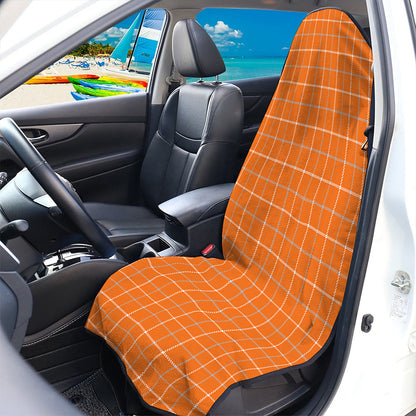 Orange Tattersall Pattern Print Waterproof Car Seat Cover