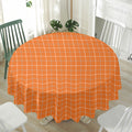 Orange Tattersall Pattern Print Waterproof Round Tablecloth
