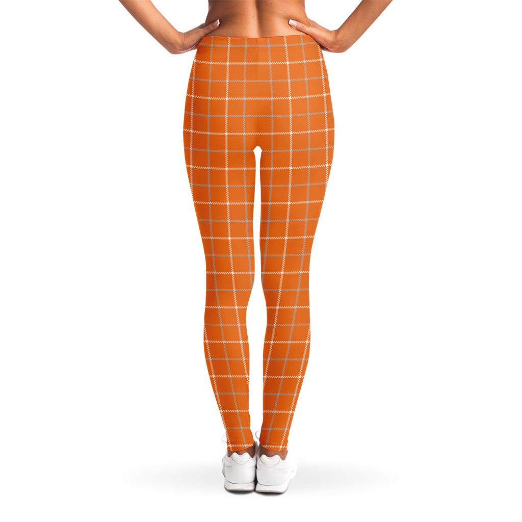 Orange Tattersall Pattern Print Women's Leggings