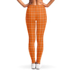 Orange Tattersall Pattern Print Women's Leggings