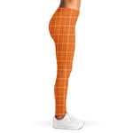 Orange Tattersall Pattern Print Women's Leggings