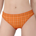 Orange Tattersall Pattern Print Women's Panties