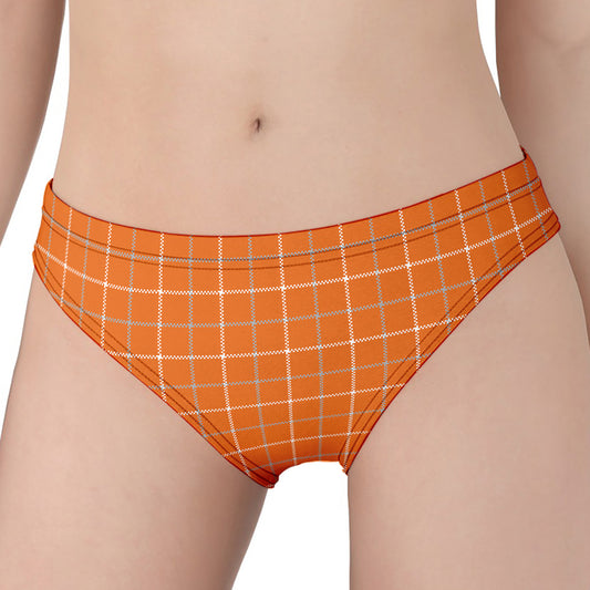 Orange Tattersall Pattern Print Women's Panties