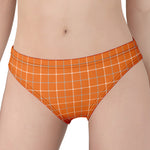 Orange Tattersall Pattern Print Women's Panties