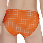 Orange Tattersall Pattern Print Women's Panties