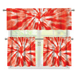 Orange Tie Dye Print 3 Piece Kitchen Curtains
