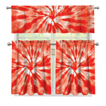 Orange Tie Dye Print 3 Piece Kitchen Curtains