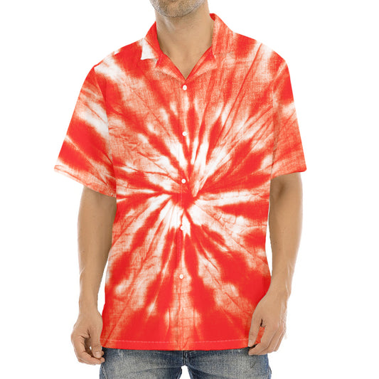 Orange Tie Dye Print Aloha Shirt