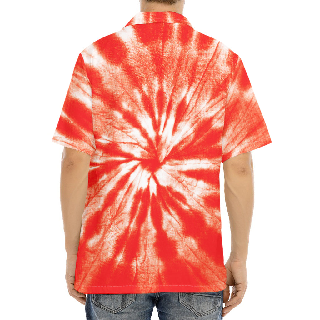 Orange Tie Dye Print Aloha Shirt