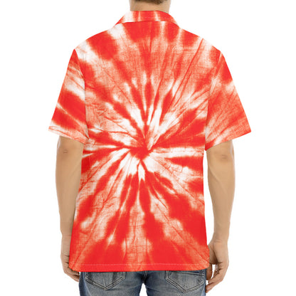 Orange Tie Dye Print Aloha Shirt
